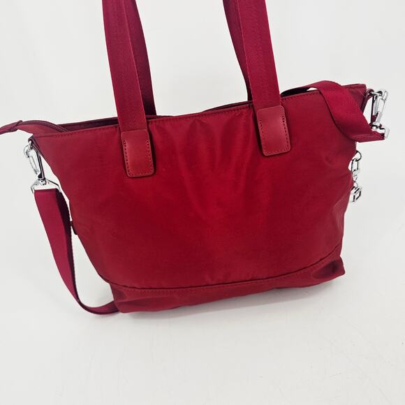 Hedgren Aura Glaze Red Water Resistant Tote Handbag Nylon Crossbody - Picture 2 of 16